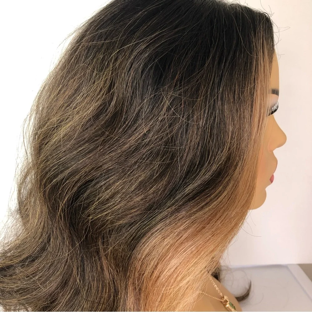 Ash PERFECT Blonde & Brown VALENTINO Long Straight Lace Wig Color FFHOTCHOCO